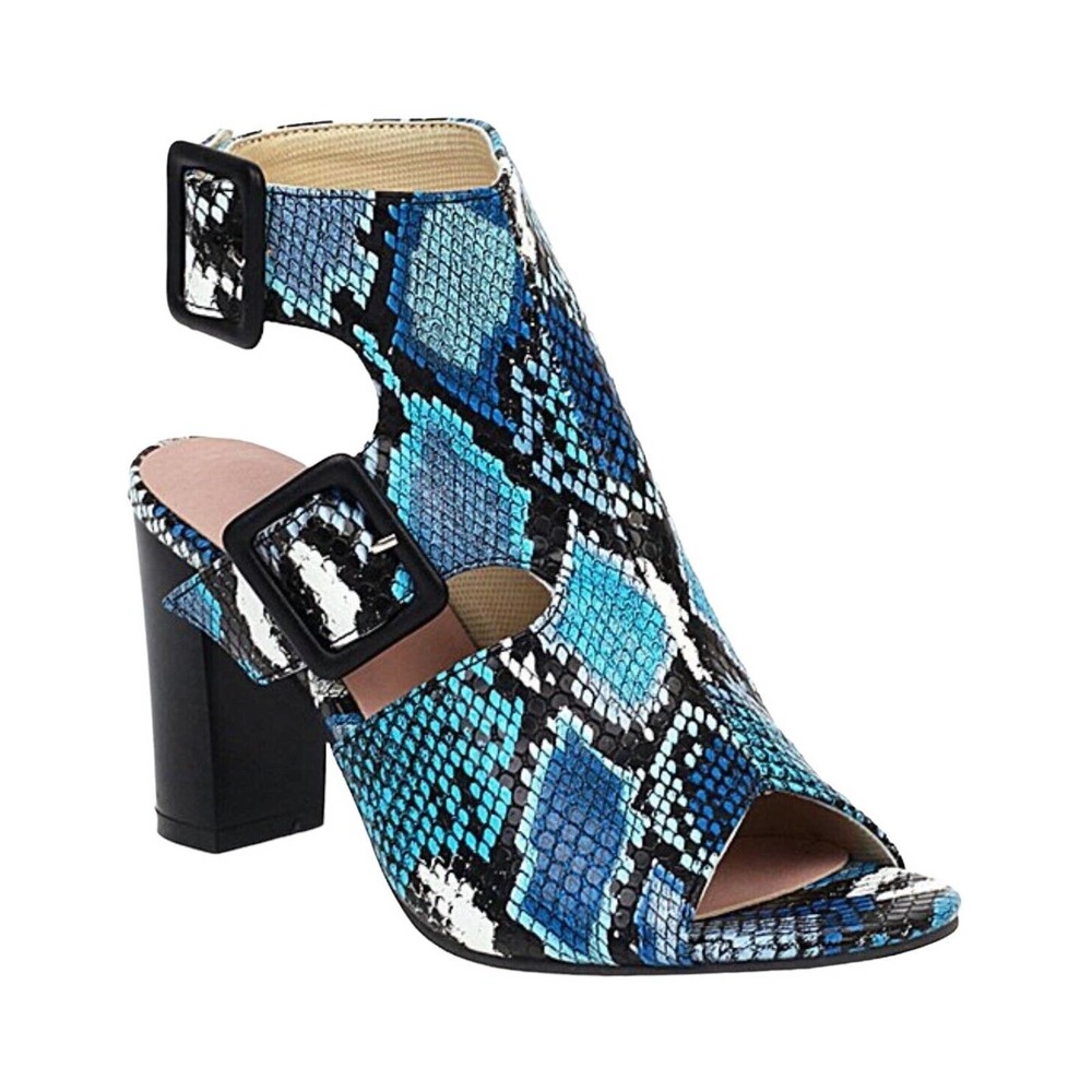 Blue Snake-embossed Peep Toe Sandal Women's Size 8.5 - Butiti - NWOT